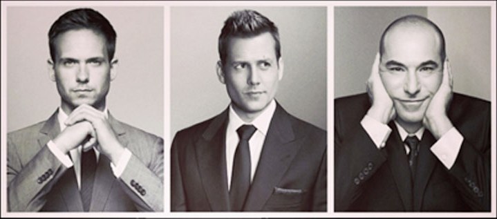 Mike Ross, Harvey Specter and Louis Litt from the TV series Suits